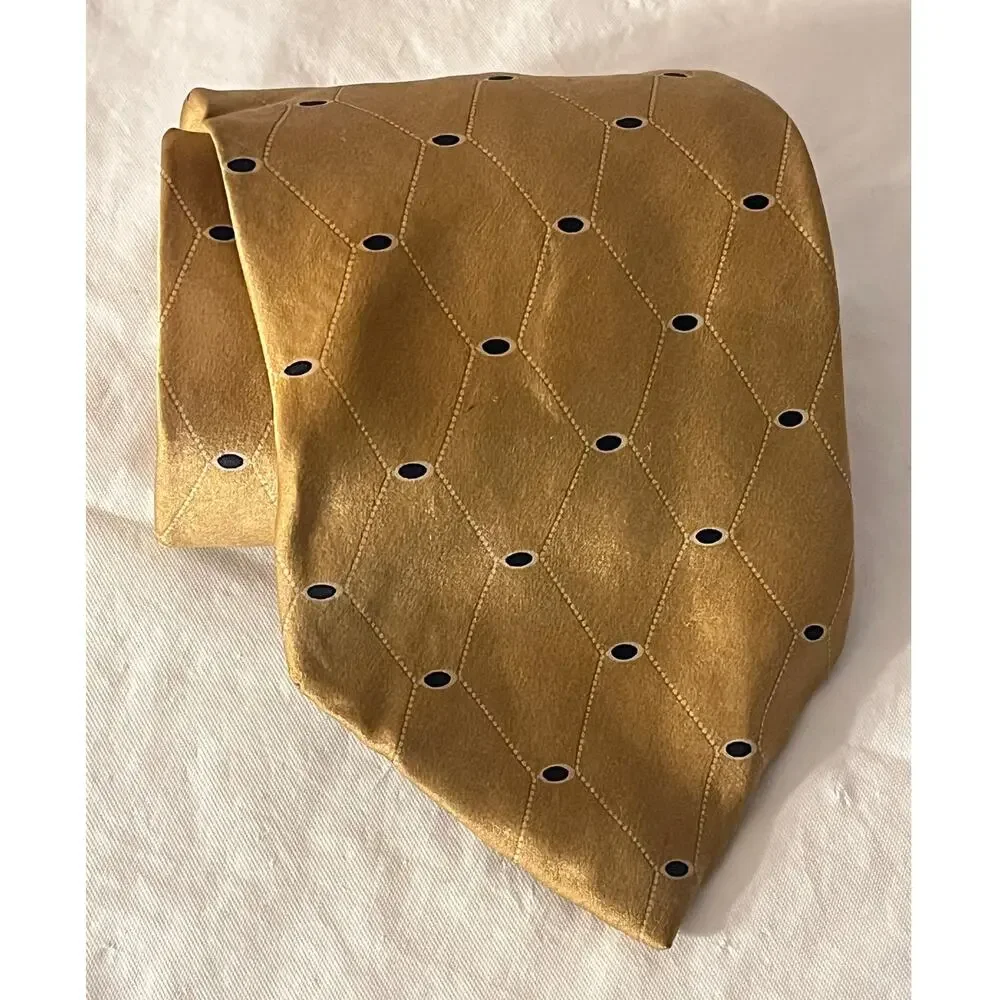 Andrew Fezza New York Silk Tie Mens Gold Necktie - Made in U.S.A.